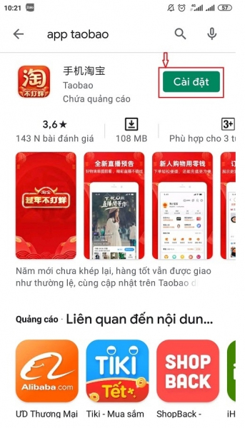 Tải và cài đặt app Taobao trên điện thoại
