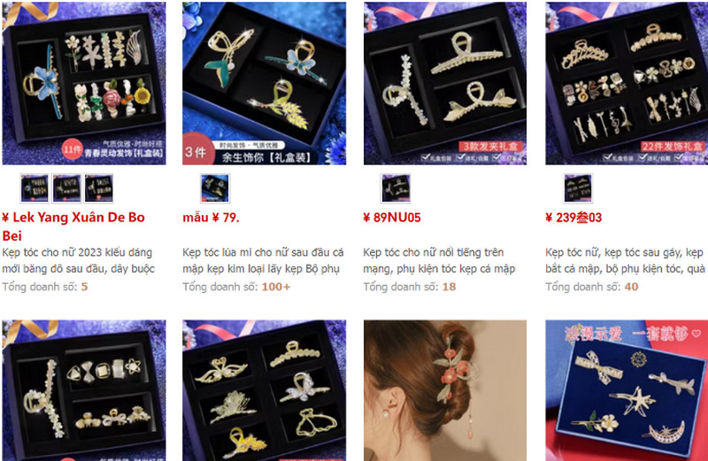 Link nhập sỉ kẹp tóc Trung Quốc giá rẻ chất lượng trên Taobao, Tmall