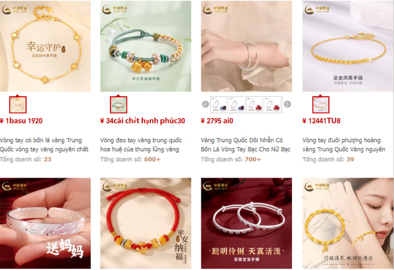 Order vòng tay nữ Trung Quốc tại Taobao, Tmall
