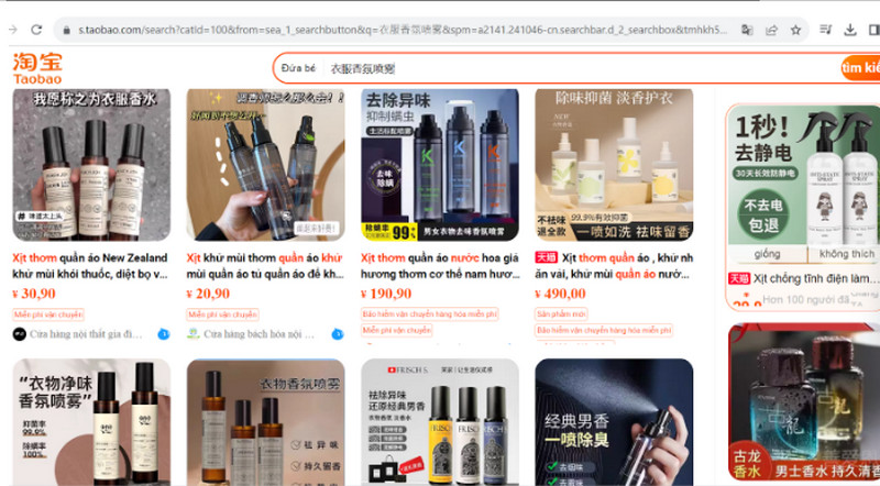 Shop order xịt khử mùi quần áo Trung Quốc an toàn giá rẻ trên Taobao, Tmall