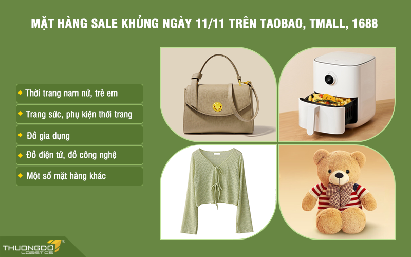 Mặt hàng sale ngày 11-11 trên Taobao, Tmall và 1688