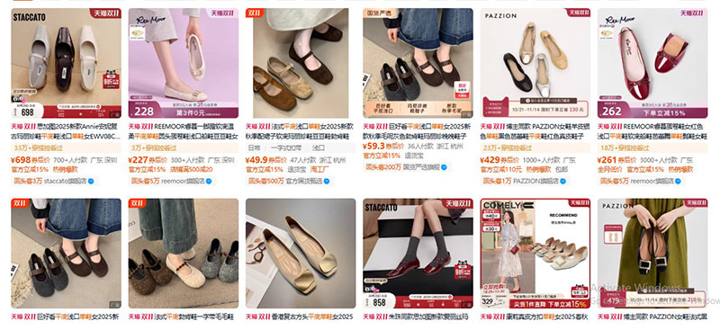 Nhập giày búp bê nội địa Trung trên Tmall