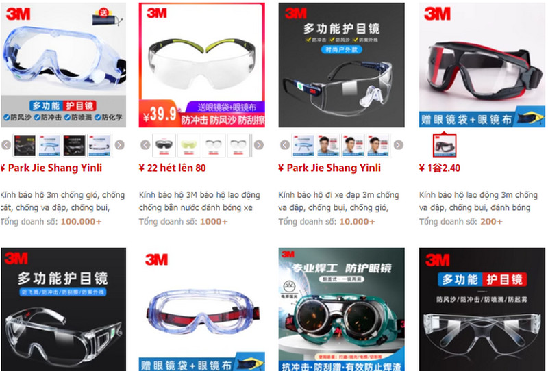 Shop order kính mắt chống bụi Trung Quốc uy tín giá tốt trên Taobao, Tmall