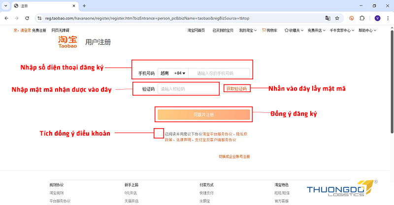 Hoàn tất các thông tin đăng ký tài khoản