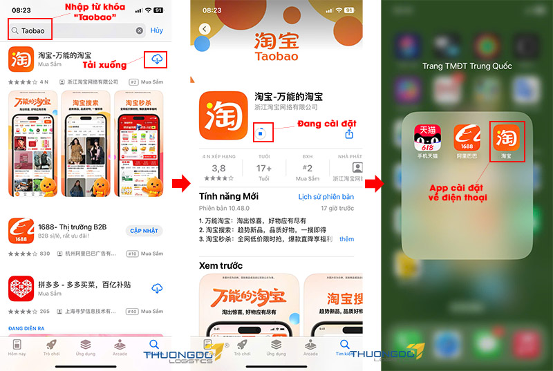 Tìm kiếm và cài đặt App mua hàng Taobao về điện thoại (hệ điều hành iOS)