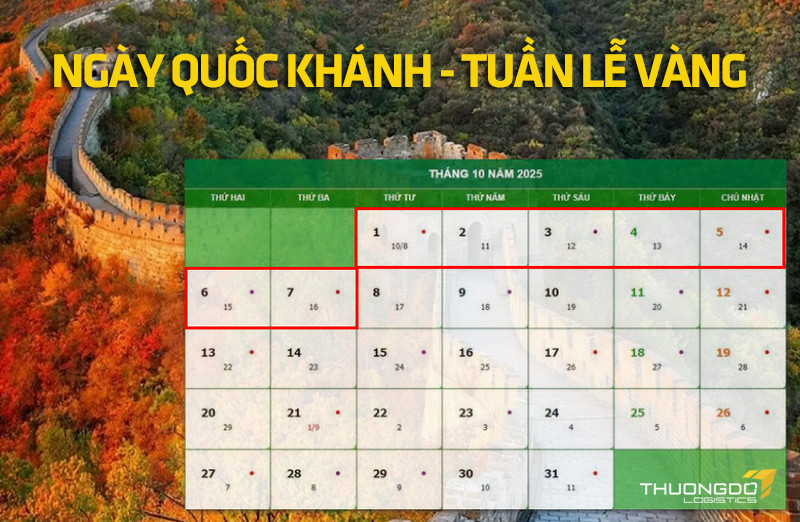 Lịch nghỉ lễ Quốc Khánh Trung Quốc 2025